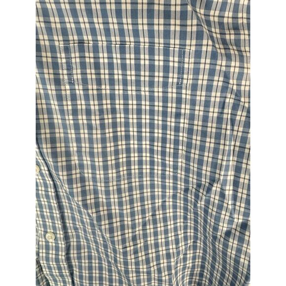 LL Bean Polo Men's M Blue Long Sleeve Plaid Wrinkle Free Slightly Fitted - Picture 3 of 11